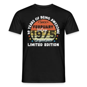 49 Years Old Made In 1975 Vintage February 1975 - T-shirt homme - noir - Devant - AI Model Male 178 light (178cm)