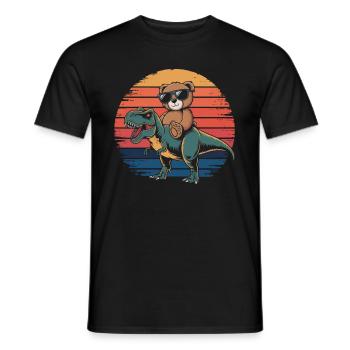 Teddybär reitet einen Dinosaurier - Männer T-Shirt - Schwarz - Vorne - AI Model Male 178 light (178cm)
