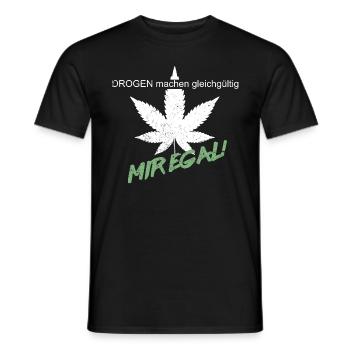La drogue rend indifférent - Je m’en fous - T-shirt homme - noir - Devant - AI Model Male 178 light (178cm)