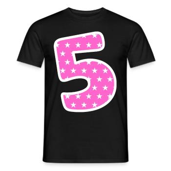 Number 5 - Men's T-Shirt - black - Front - AI Model Male 178 light (178cm)