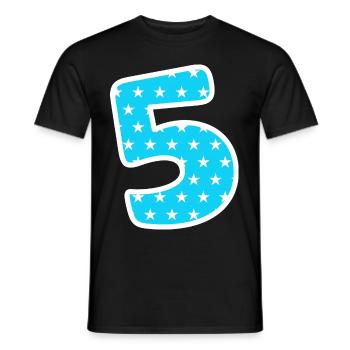 Number 5 - Men's T-Shirt - black - Front - AI Model Male 178 light (178cm)