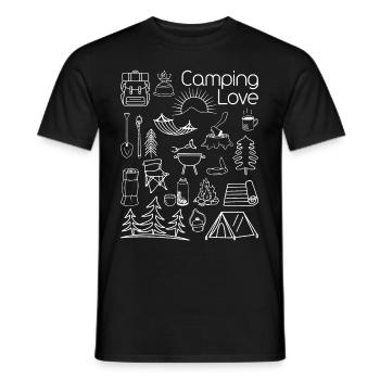 Camping Love Lineart weiss - Männer T-Shirt - Schwarz - Vorne - AI Model Male 178 light (178cm)