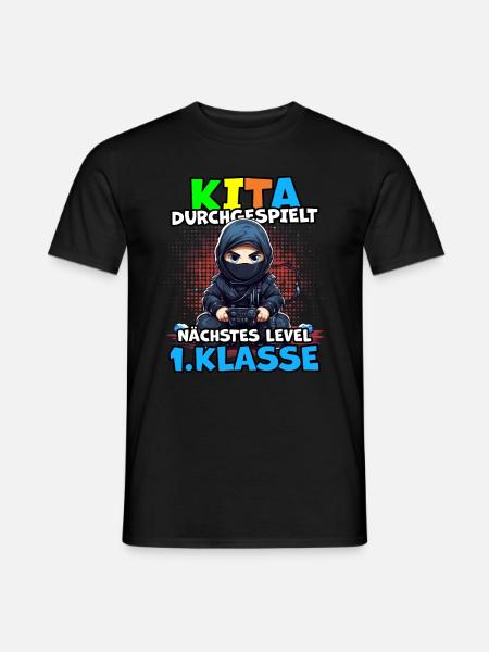 Einschulung Ninja-Krieger Videogamer Schulanfang - Männer T-Shirt - Schwarz