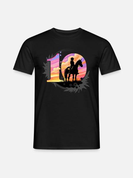 10. Geburtstag Pferde Reiten 10 Jahre Mädchen - Männer T-Shirt - Schwarz