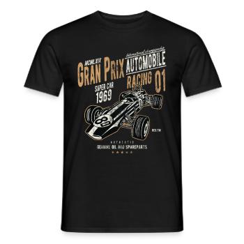 GRAND PRIX RACING - Motif de chemise de voiture de course rétro - T-shirt homme - noir - Devant - AI Model Male 178 light (178cm)
