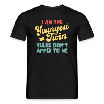 Youngest Twin - Jumeaux Funny Matching young Twin - T-shirt homme - noir - Devant - AI Model Male 178 light (178cm)