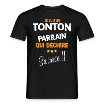 Mon Tonton parrain Qui Déchire Humour Oncle - T-shirt homme - noir - Devant - AI Model Male 178 light (178cm)