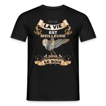 Bécasse la vie est meilleur dans le bois - T-shirt homme - noir - Devant - AI Model Male 178 light (178cm)