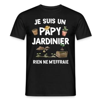 Je Suis un papy jardinier rien ne m'effraie - T-shirt homme - noir - Devant - AI Model Male 178 light (178cm)