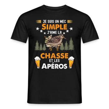 Bécasse et apéro Humour Homme chasseur - T-shirt homme - noir - Devant - AI Model Male 178 light (178cm)