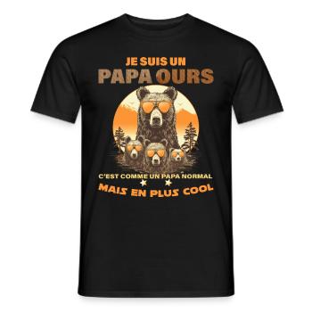 Papa Ours 3 Enfants Lunettes Cool - T-shirt homme - noir - Devant - AI Model Male 178 light (178cm)