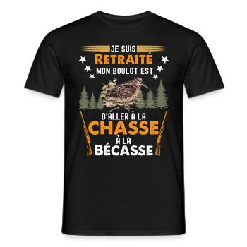 Retraité Chasseur de bécasse Humour Chasse Gibiers - T-shirt homme - noir - Devant - AI Model Male 178 light (178cm)