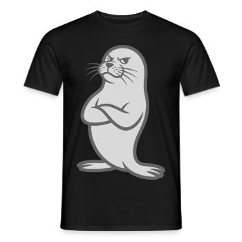 Funny seal with crossed arms - Men's T-Shirt - black - Front - AI Model Male 178 light (178cm)