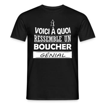 Butcher - Butchery - Meat - Humor - Awesome - Men's T-Shirt - black - Front - AI Model Male 178 light (178cm)