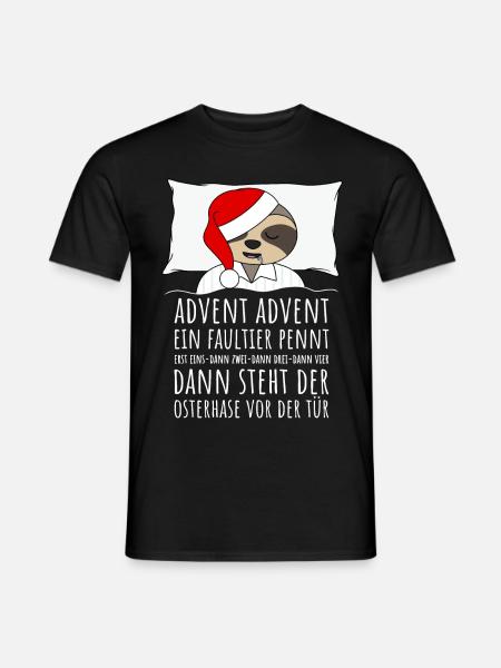 Advent Advent ein Faultier pennt Weihnachten - Männer T-Shirt - Schwarz