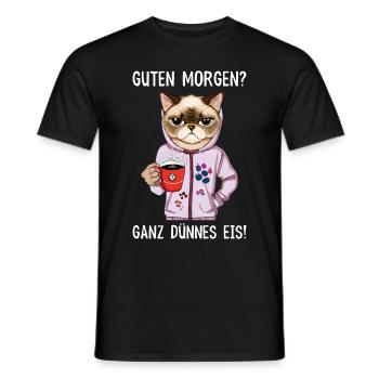 Katzen Guten Morgen ganz dünnes Eis Schichtarbeit - Männer T-Shirt - Schwarz - Vorne - AI Model Male 178 light (178cm)
