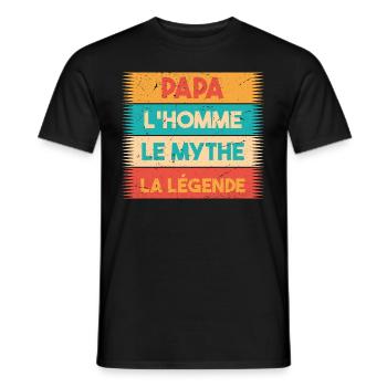Papa, L'homme, Le mythe, cadeau Papa. Père. - T-shirt homme - noir - Devant - AI Model Male 178 light (178cm)