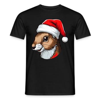 Squirrel Christmas Animal Head - Men's T-Shirt - black - Front - AI Model Male 178 light (178cm)