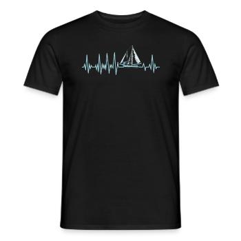 Herzschlag segeln Segelboot Segelschiff Geschenk - Männer T-Shirt - Schwarz - Vorne - AI Model Male 178 light (178cm)