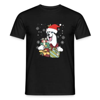 Sibirischer Husky Hund Weihnachten Santa Geschenk - Männer T-Shirt - Schwarz - Vorne - AI Model Male 178 light (178cm)