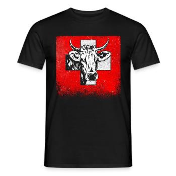 Schweiz Kuh Landwirt Tier Schweizerkreuz Geschenk - Männer T-Shirt - Schwarz - Vorne - AI Model Male 178 light (178cm)