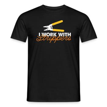 Je travaille avec Stripper Electrician Gift - T-shirt homme - noir - Devant - AI Model Male 178 light (178cm)