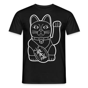 Maneki Neko Koban - Light Contour - T-shirt homme - noir - Devant - AI Model Male 178 light (178cm)