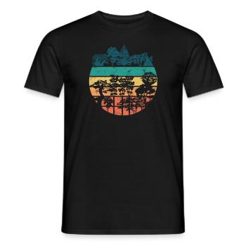 Retro Forest Trees Mountains Nature Lovers - Outdoor - Men's T-Shirt - black - Front - AI Model Male 178 light (178cm)