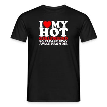 J'AIME MA PETITE AMIE CHAUDE ALORS RESTEZ LOIN DE MOI - - T-shirt homme - noir - Devant - AI Model Male 178 light (178cm)