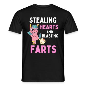Voler des cœurs et dynamitage Farts Kids Unicorn - T-shirt homme - noir - Devant - AI Model Male 178 light (178cm)