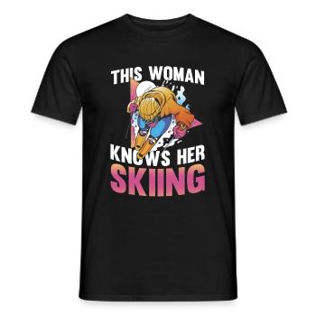 Ski Skiing Skis - Men's T-Shirt - black - Front - AI Model Male 178 light (178cm)