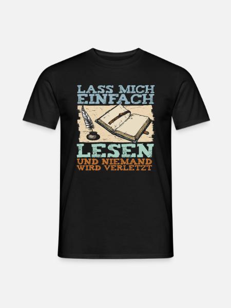 Bücherwurm Leseratte Buch Lesen - Männer T-Shirt - Schwarz