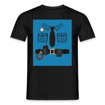 Officier de police Commissaire de police - T-shirt homme - noir - Devant - AI Model Male 178 light (178cm)