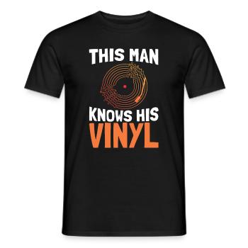 Vinyl LP Record Collector - Men's T-Shirt - black - Front - AI Model Male 178 light (178cm)