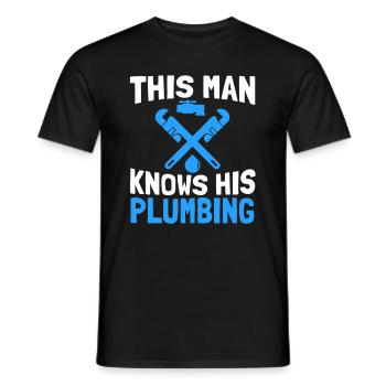 Plumber Sanitary Heating Engineer Plant Mechanic - Men's T-Shirt - black - Front - AI Model Male 178 light (178cm)
