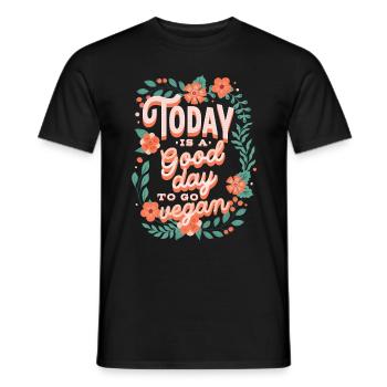 Aujourd’hui est un bon jour pour devenir végétalien - T-shirt homme - noir - Devant - AI Model Male 178 light (178cm)