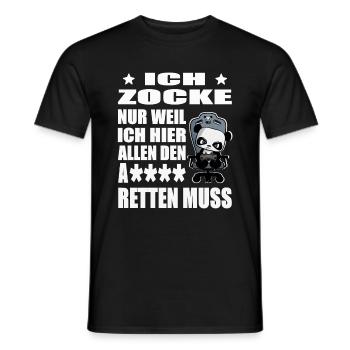 süßer Gaming Panda Ich zocke nur weil ich hier - Männer T-Shirt - Schwarz - Vorne - AI Model Male 178 light (178cm)