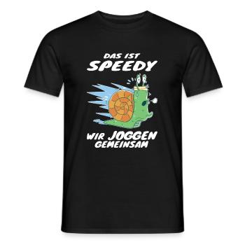 Das ist Speedy Wir joggen gemeinsam - Schnecke - Männer T-Shirt - Schwarz - Vorne - AI Model Male 178 light (178cm)