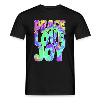 Love Peace Joy - Hippie Batik Style - Men's T-Shirt - black - Front - AI Model Male 178 light (178cm)