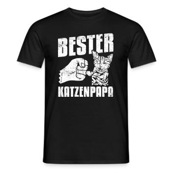 Katze Katzenpapa - Männer T-Shirt - Schwarz - Vorne - AI Model Male 178 light (178cm)