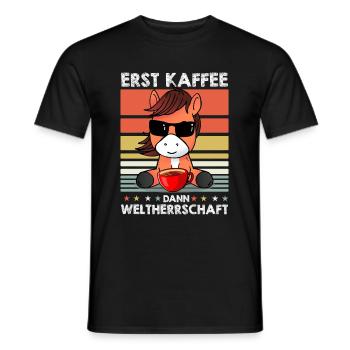 Pferd Reitsport Sonnenbrille Kaffee - Männer T-Shirt - Schwarz - Vorne - AI Model Male 178 light (178cm)