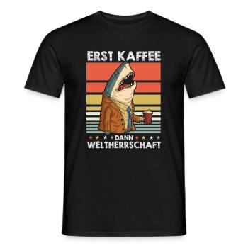 Haifisch Kaffee - Männer T-Shirt - Schwarz - Vorne - AI Model Male 178 light (178cm)