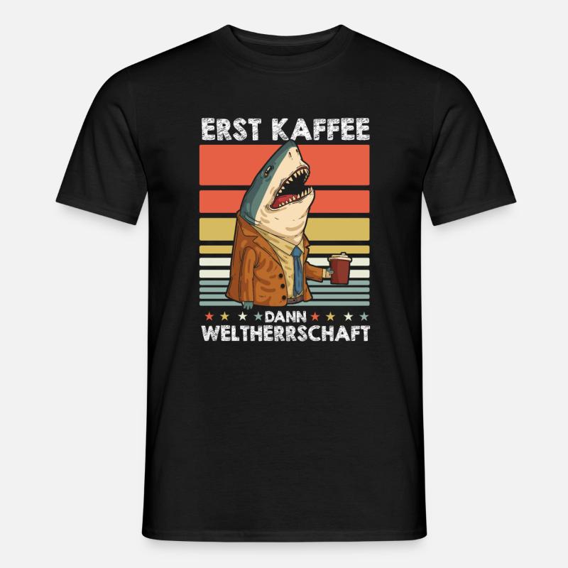Haifisch Kaffee - Männer T-Shirt - Schwarz