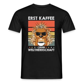 Stachelschwein Kaffee-Sonnenbrille - Männer T-Shirt - Schwarz - Vorne - AI Model Male 178 light (178cm)