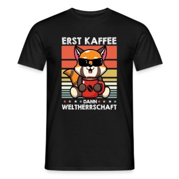 Roter Panda Sonnenbrille Kaffee - Männer T-Shirt - Schwarz - Vorne - AI Model Male 178 light (178cm)