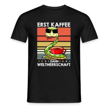 Schlange Sonnenbrille Kaffee - Männer T-Shirt - Schwarz - Vorne - AI Model Male 178 light (178cm)