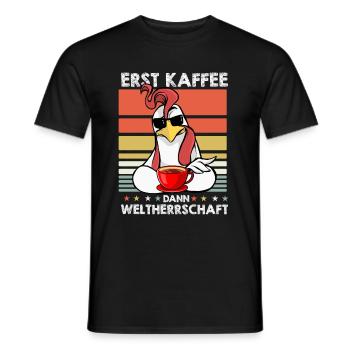 Hahn Gockel Sonnenbrille Kaffee - Männer T-Shirt - Schwarz - Vorne - AI Model Male 178 light (178cm)