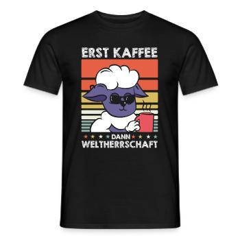 Schaf Kaffee-Sonnenbrille - Männer T-Shirt - Schwarz - Vorne - AI Model Male 178 light (178cm)