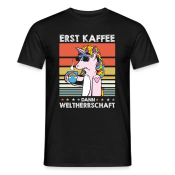 Einhorn Unicorn Kaffee Sonnenbrille - Männer T-Shirt - Schwarz - Vorne - AI Model Male 178 light (178cm)