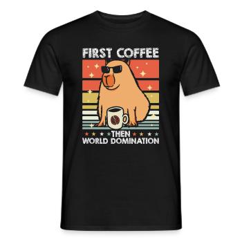 Capybara Wasserschwein Sonnenbrille Kaffee - Männer T-Shirt - Schwarz - Vorne - AI Model Male 178 light (178cm)